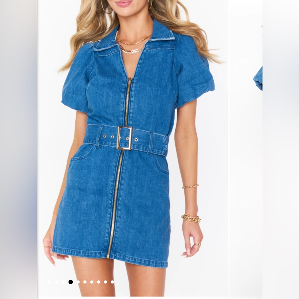 Show Me Your MuMu Blue Denim Zip-Front Mini Dress